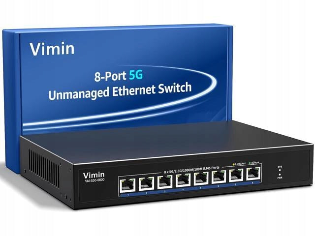 8 Port 5Gbit / 2.5Gb / 1G Ethernet Switch Auto-Negotiation VIMIN RTL9303