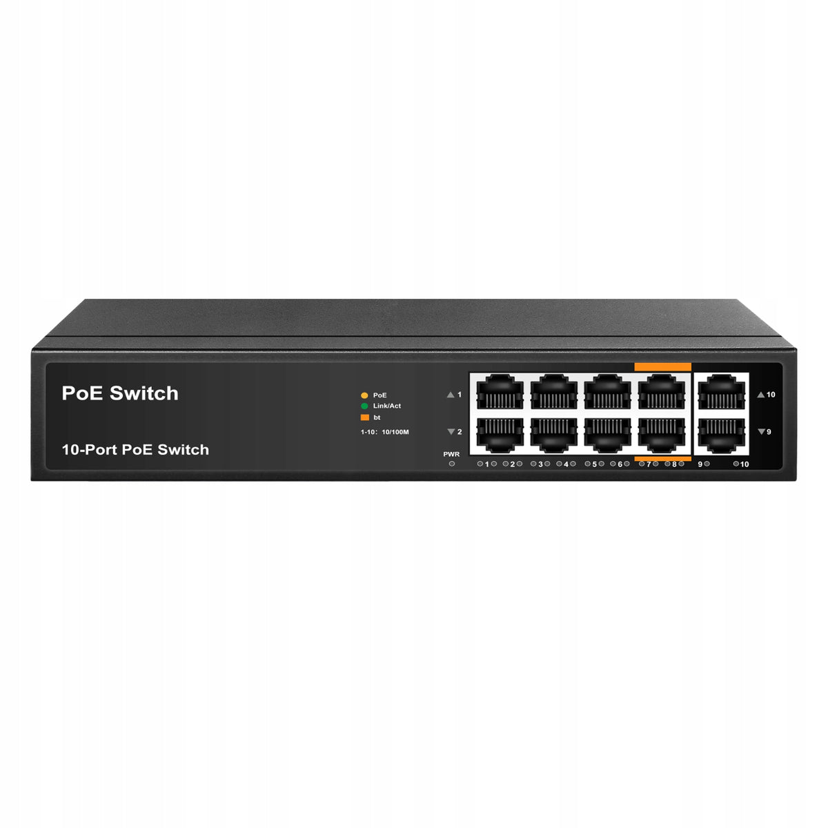 8-Port PoE Switch for IP Cameras, 2x Uplink, 10/100Mbps