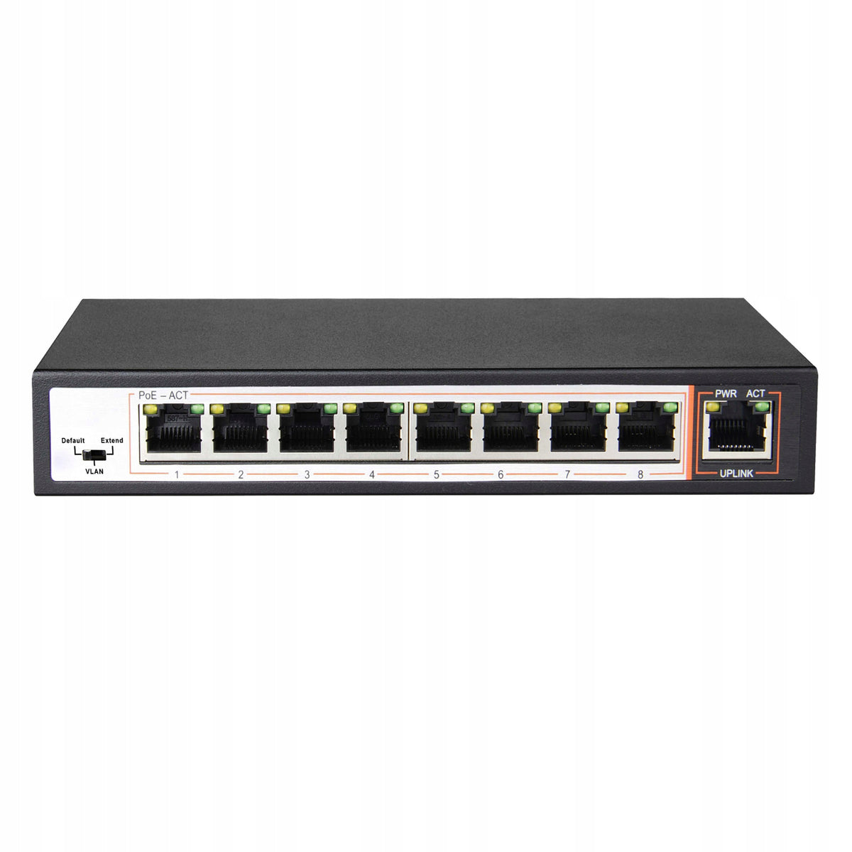 8-Port PoE Switch with 1 Uplink Port, 100Mbps