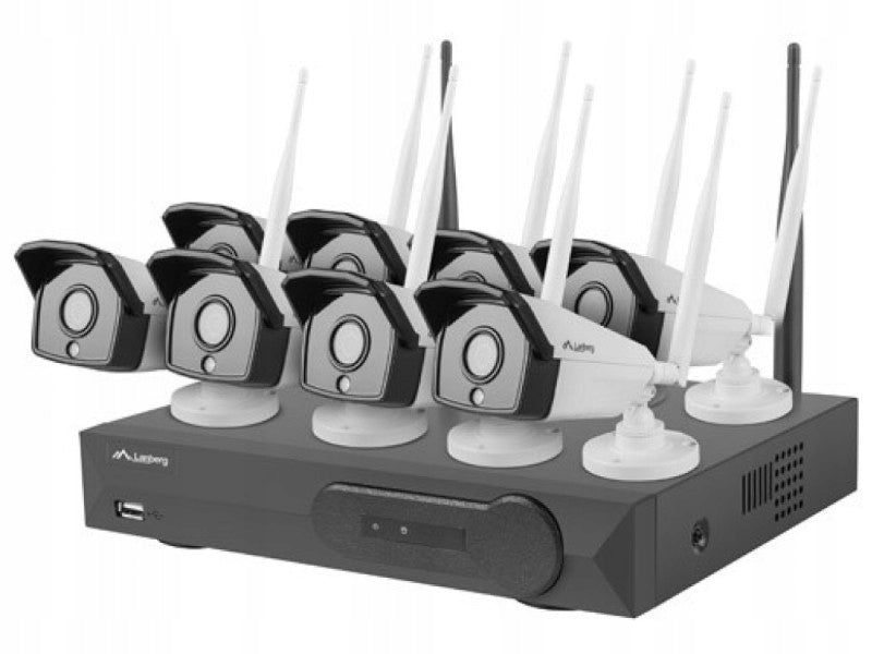 Videoüberwachungssystem-Kit Laneberg, 8 Kanäle, WIFI NVR + 8 2MP IP-Kameras 