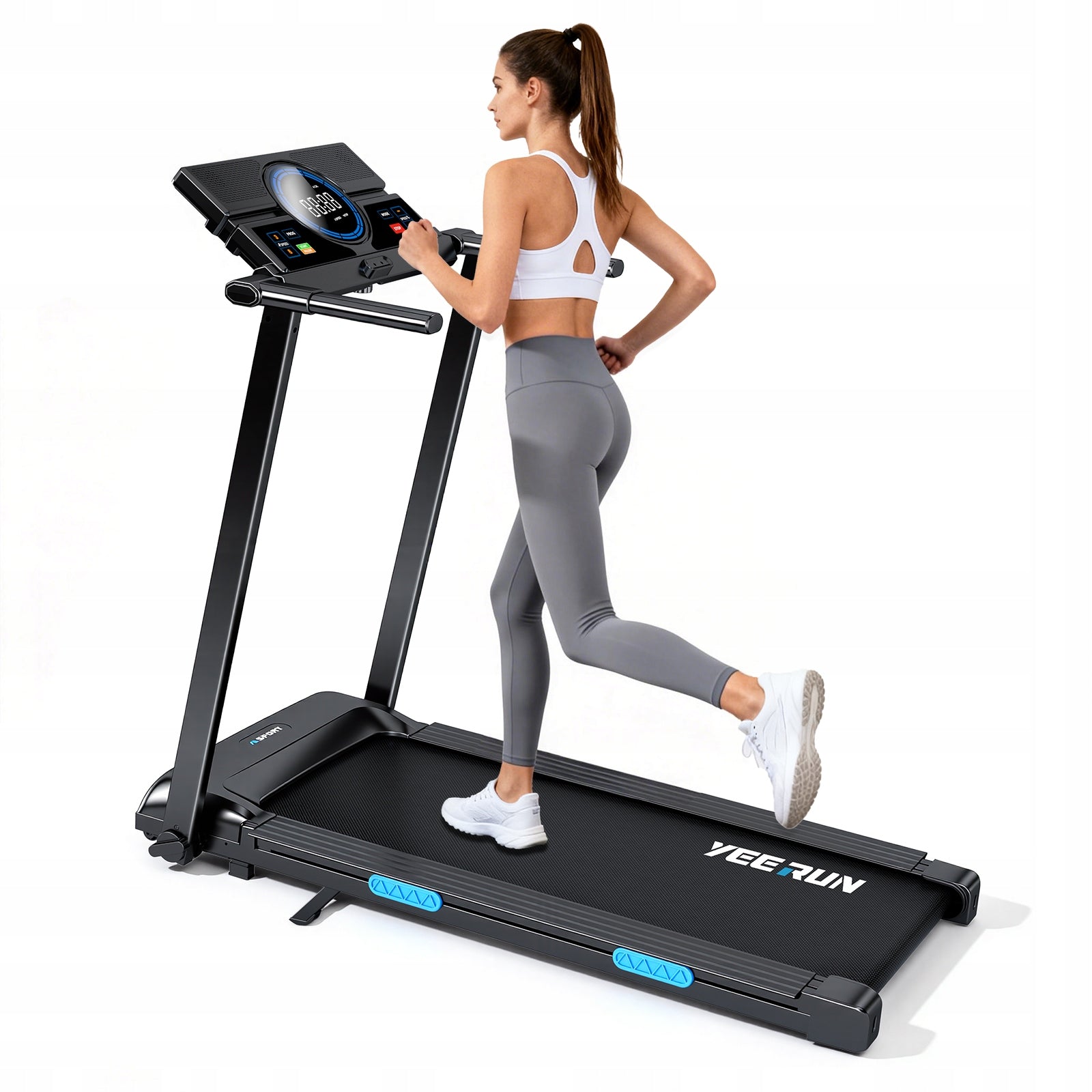 8 km/h and 2,5 hp folding treadmill, 12 programs, with speakers