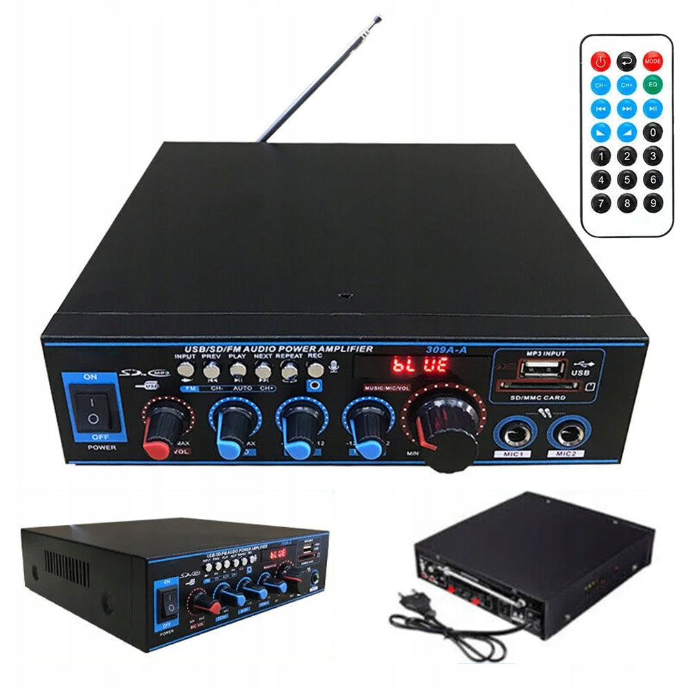 800W BLUETOOTH USB STEREO AMPLIFIER RECEIVER FM RADIO MP3 220V / 12V