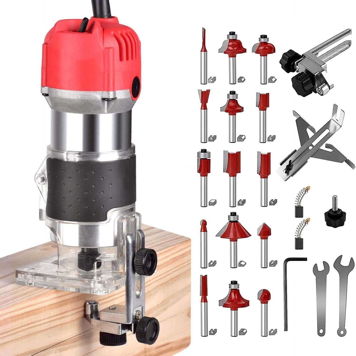 800W COMPACT WOOD ROUTER TOOL, ELECTRIC HANDHELD ROUTER FOR DIY WOODWORKING