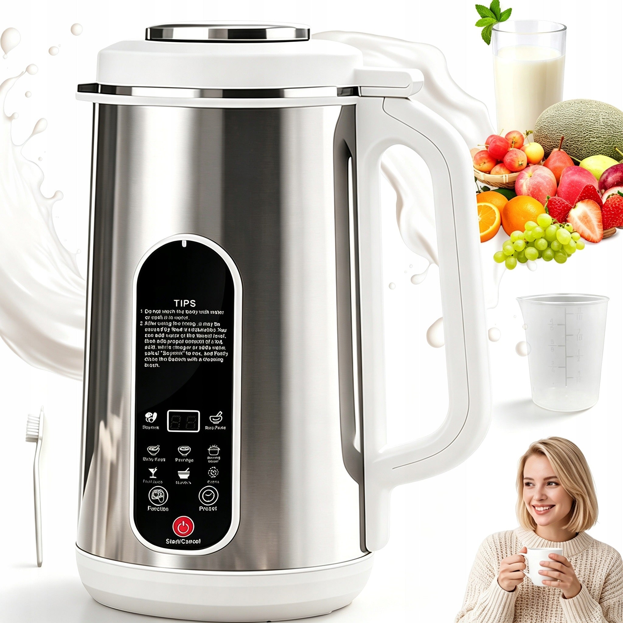 800W HIGH SPEED STAINLESS STEEL BLENDER TOUCH PANEL TIMER 24H