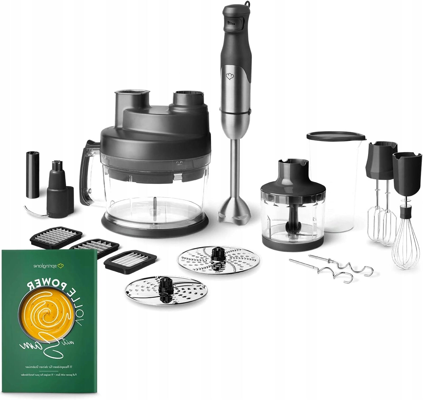 800W STAINLESS STEEL HAND BLENDER KIT AND FOOD PROCESSOR