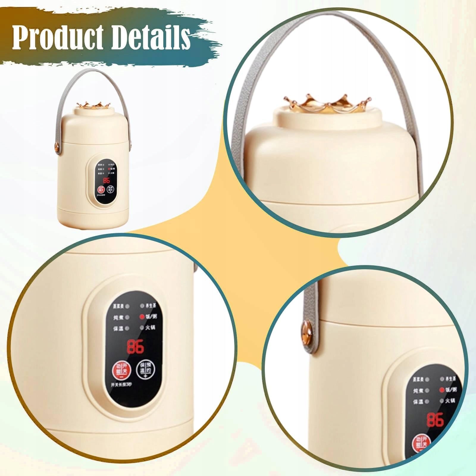 800ml Rice Cooker Fast Cooking,Portable Multiuse Noodles Pot Electric beige Packaging status original