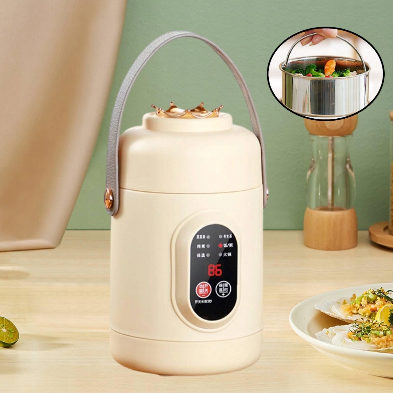 800ml Rice Cooker Fast Cooking,Portable Multiuse Noodles Pot Electric beige
