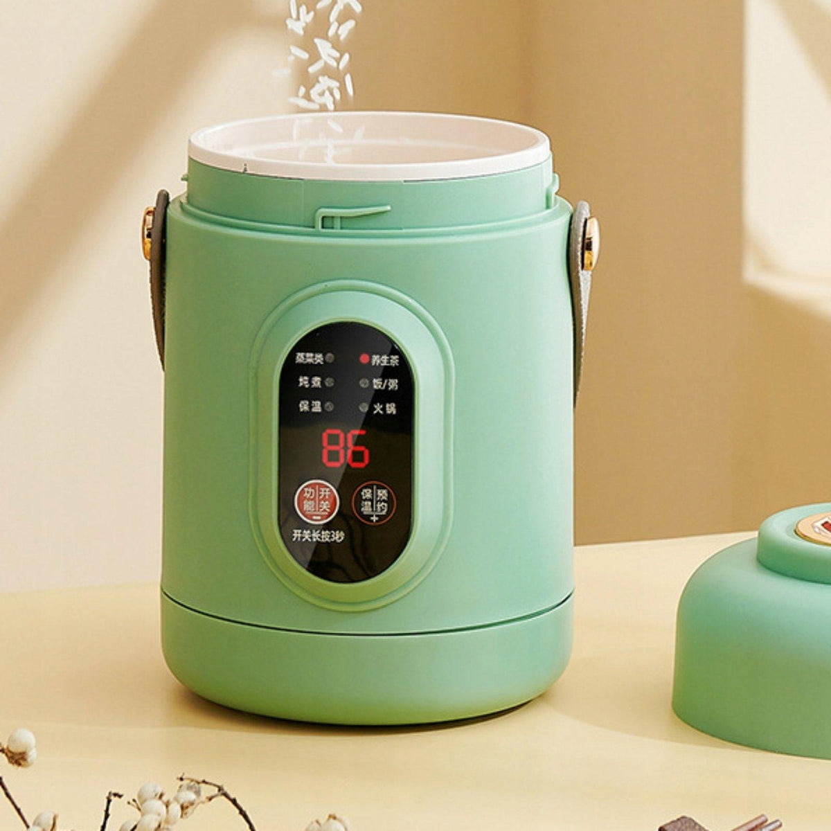 800ml Rice Cooker Fast Cooking,Portable Multiuse Noodles Pot Electric green Packaging status original