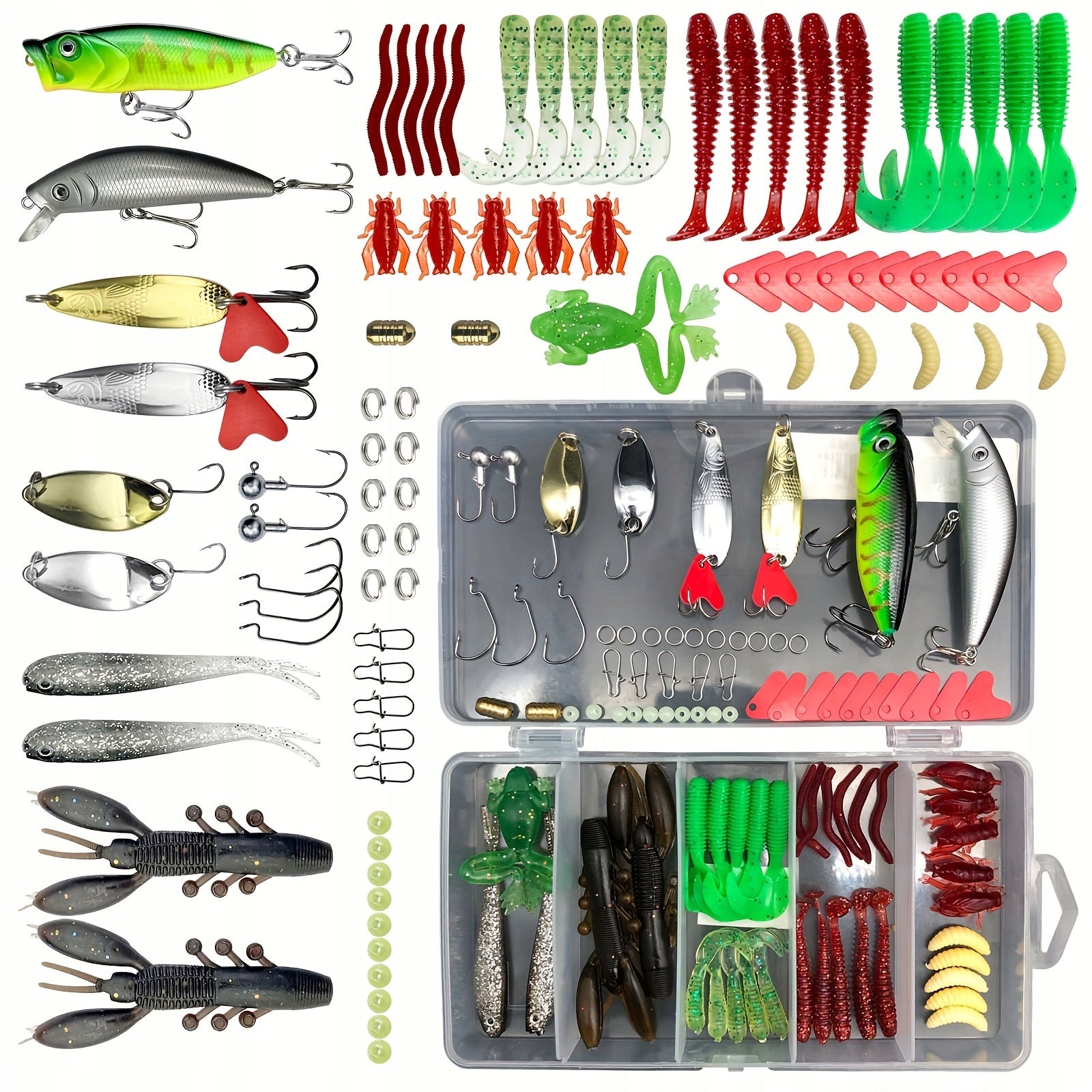 84x Set of Spinning Lures Wobblers Lures Rubber Spinners