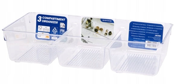 87. COSMETICS ORGANIZER CONTAINER DRAWER INSERT TRANSPARENT 3 COMPARTMENT