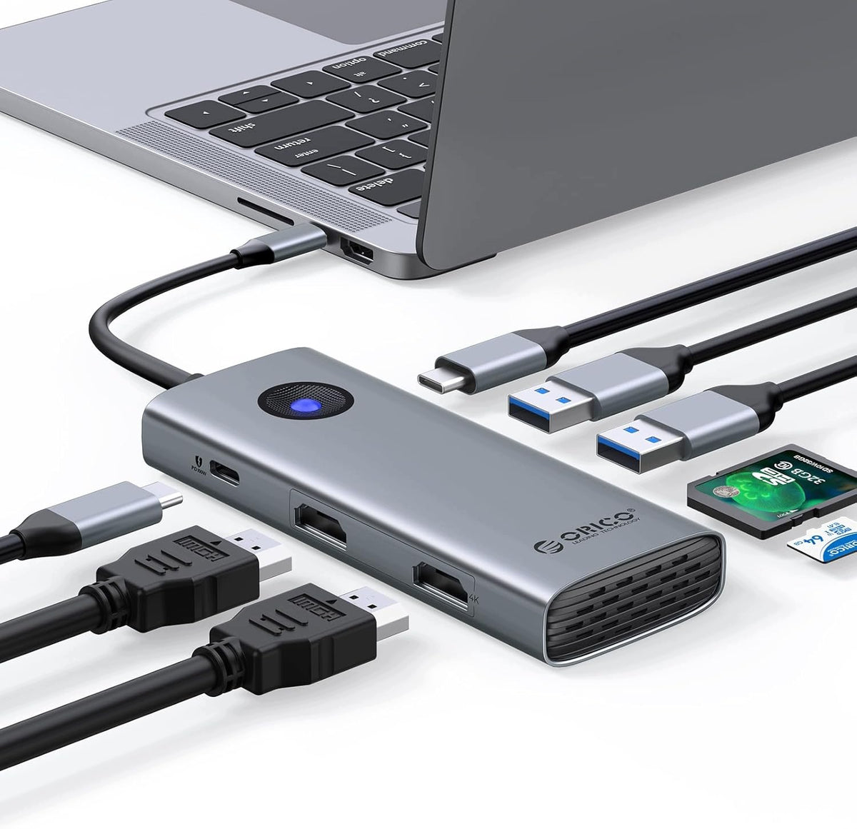 8IN1 DUAL HDMI 4K 100W PD CARD READER USB-C DOCKING STATION