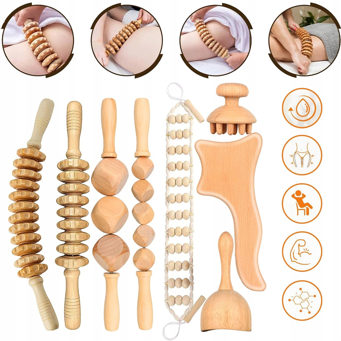 8IN1 WOODEN TOOL SET FOR FULL BODY MASSAGE MADEROTHERAPY