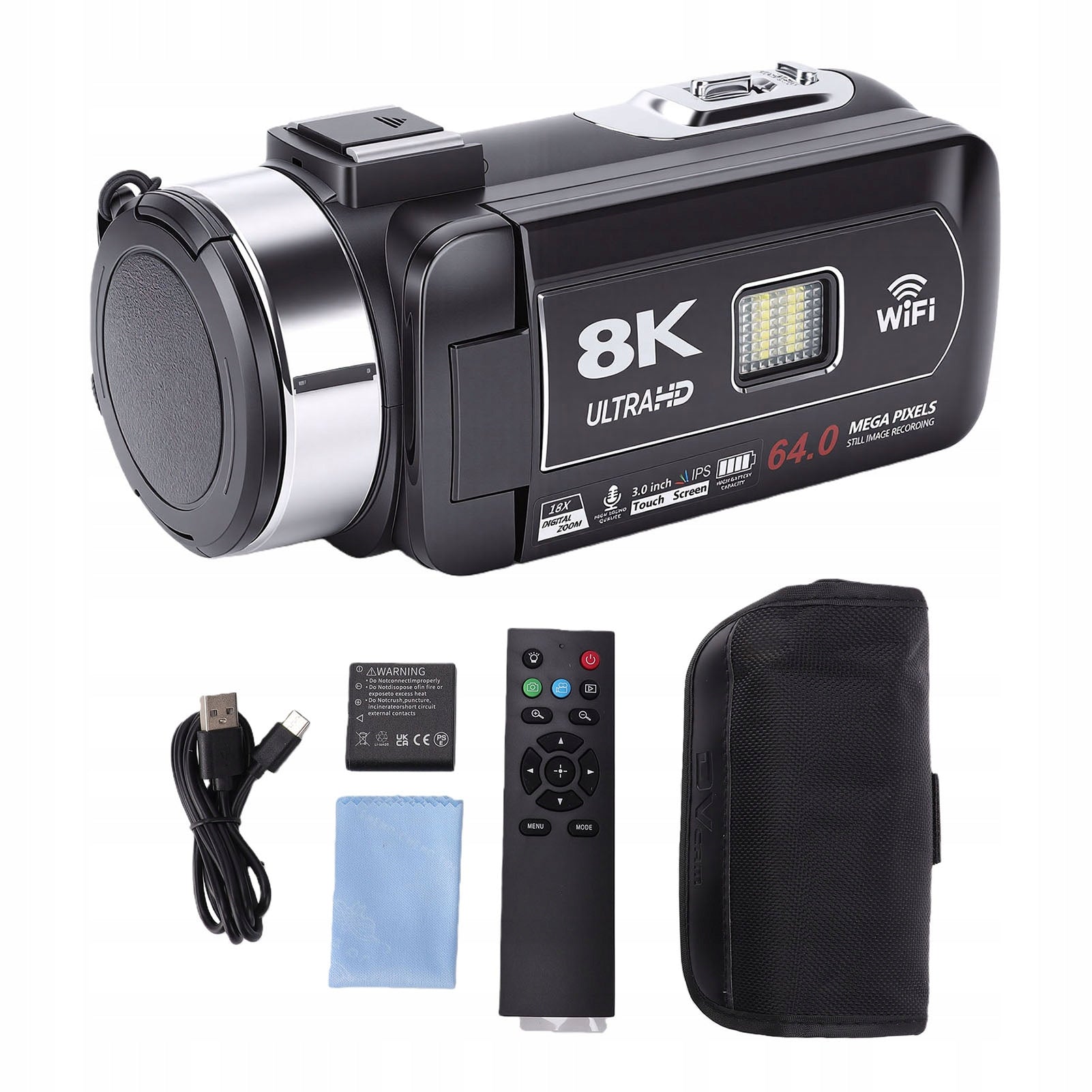 8K Video Camera 3 Inch Touch Screen 18x Digital Zoom J6 Model 2879XGWZ