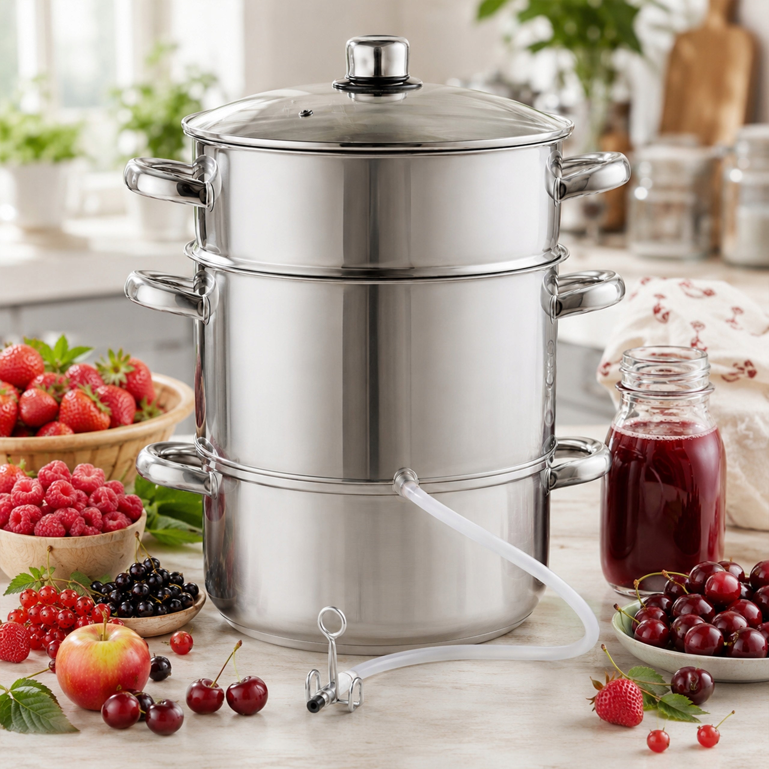 8L STEAM JUICER FOR FRUIT FOR INDUCTION GAS LARGE STAINLESS STEEL + PDF Packaging status original