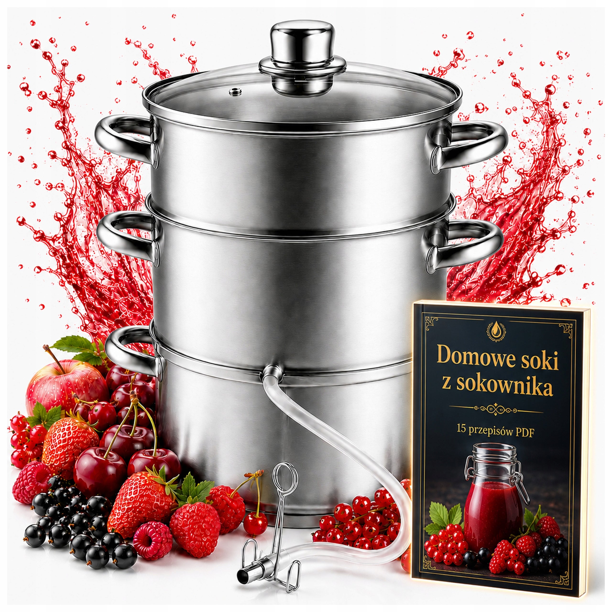 8L STEAM JUICER FOR FRUIT FOR INDUCTION GAS LARGE STAINLESS STEEL + PDF