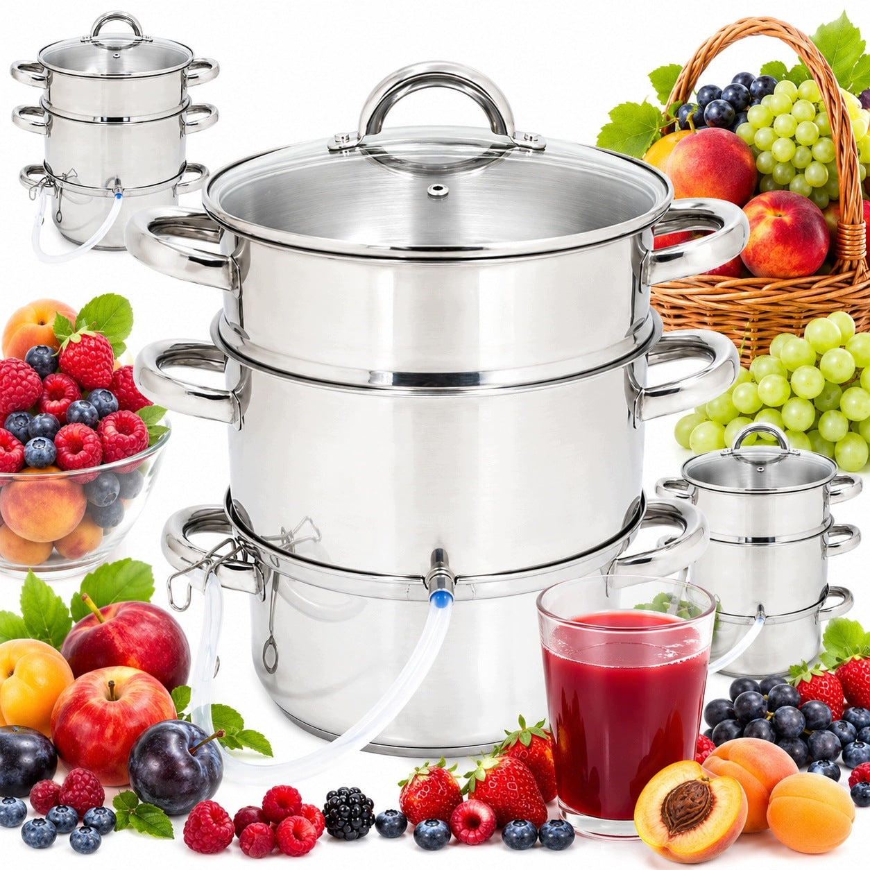 8L STEAM JUICER FOR FRUIT JUICES FOR INDUCTION GAS LARGE XXL POT TOPFANN