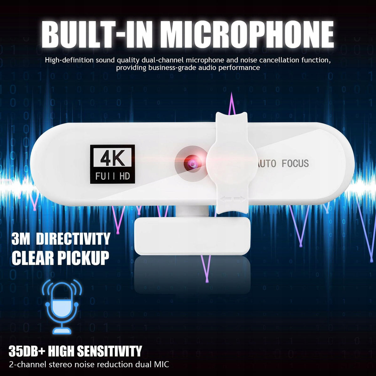8MP Autofocus Web Camera with Tripod, Built in Microphone, for 4k White Manufacturer code 11977023305