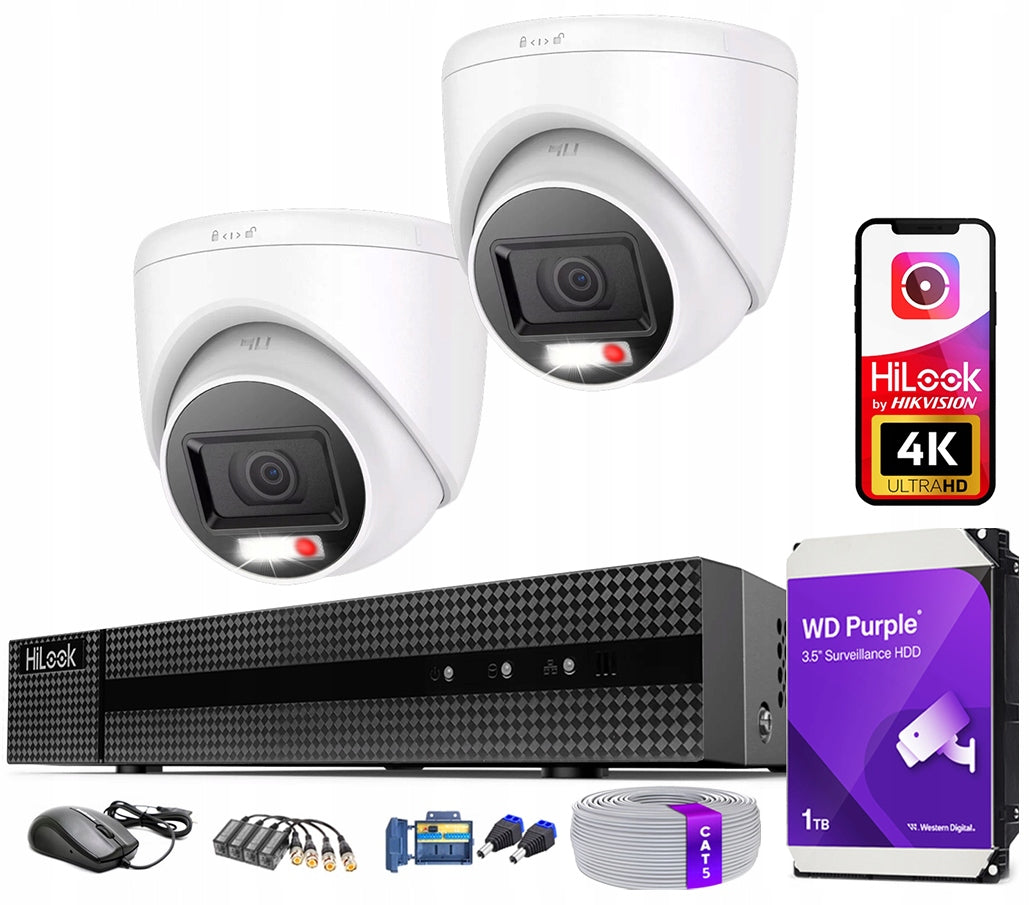8MPx HiLook 2 Outdoor 4K Surveillance Kit for UTP Twisted Pair