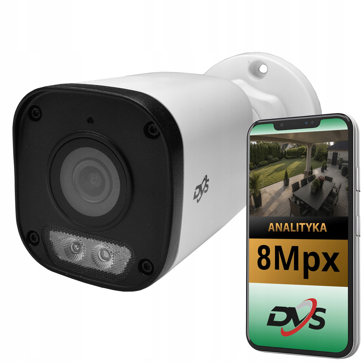 8Mpx 4K Outdoor Home Surveillance Camera with IP PoE Analytics Tube DVS