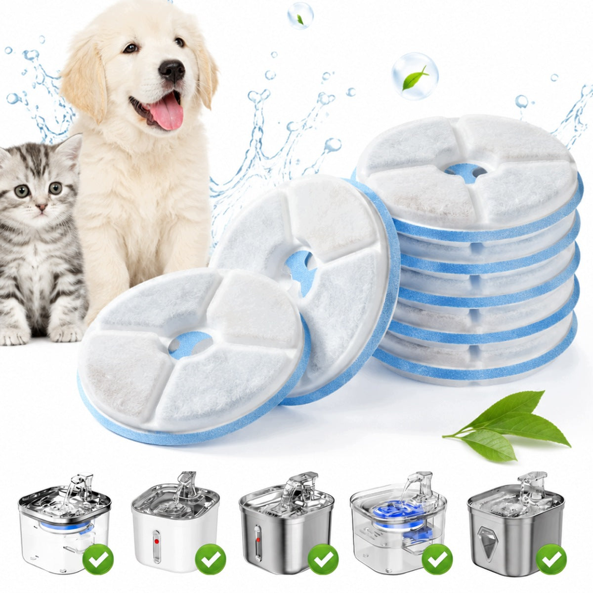 8PCS CARBON FILTER FOR DOG CAT WATER FOUNTAIN DRINKER