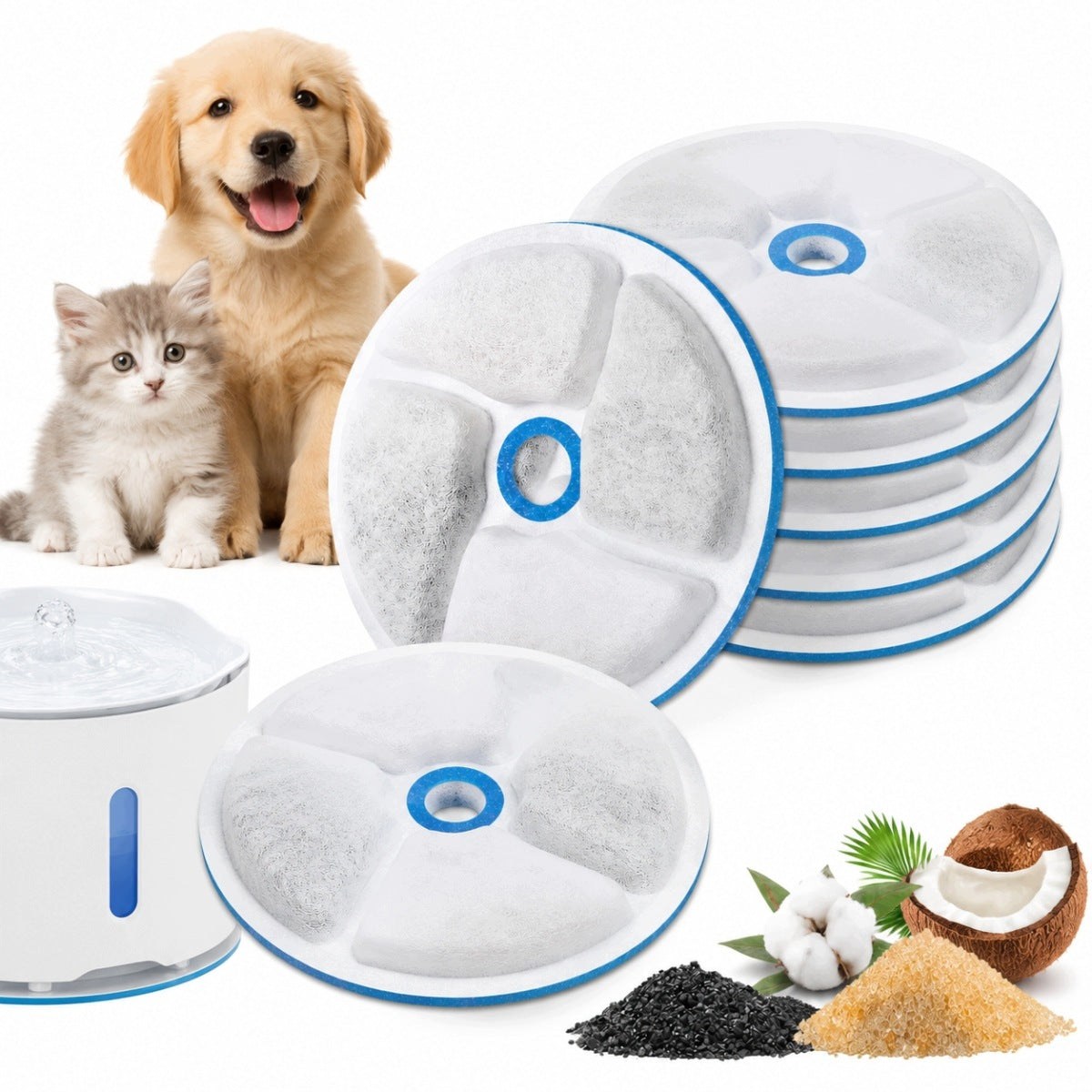 8PCS SET OF REPLACEABLE FILTERS – FOUNTAIN FOR CATS AND DOGS