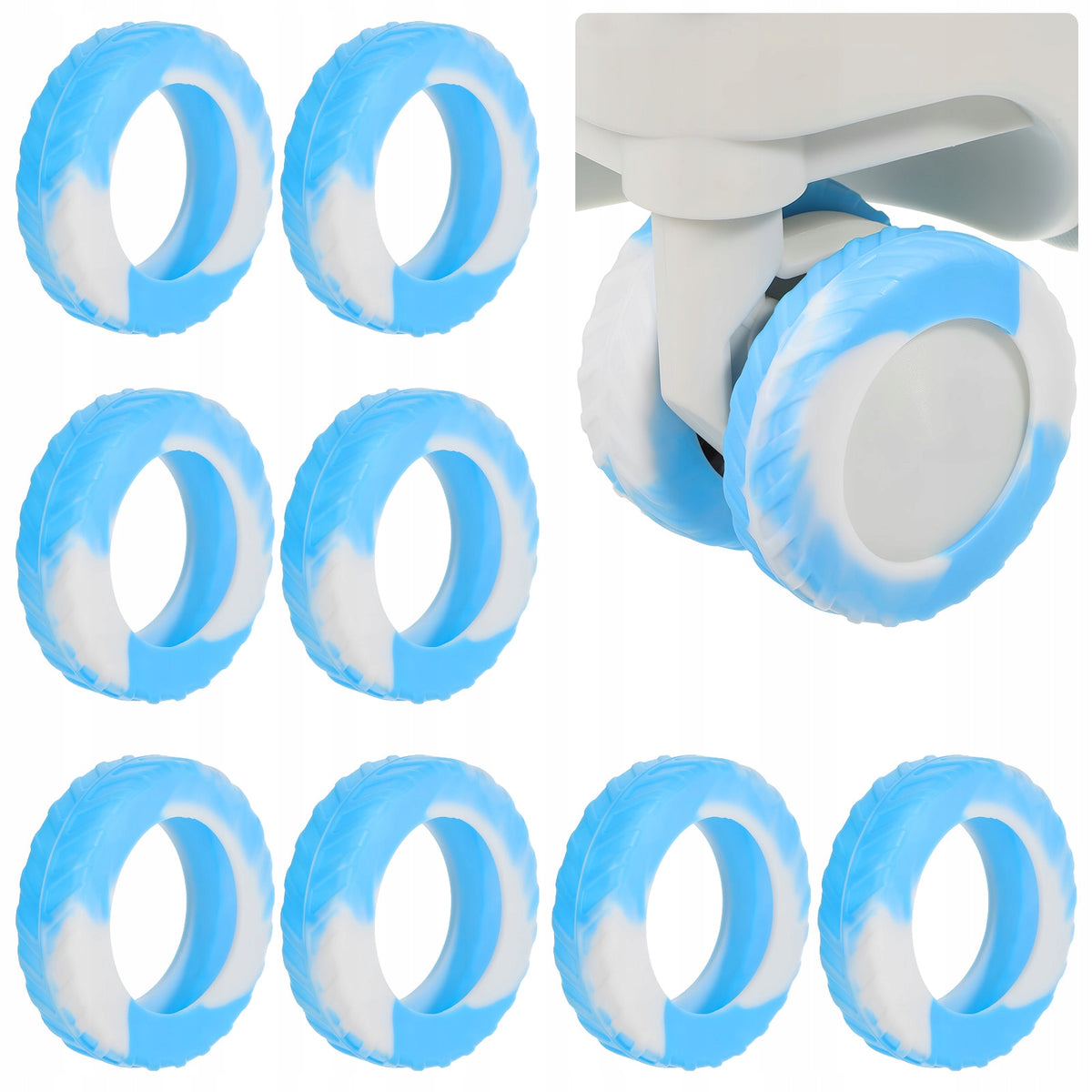 8PCS SHOCK ABSORBING SILICONE COVERS FOR SUITCASE WHEEL PROTECTION