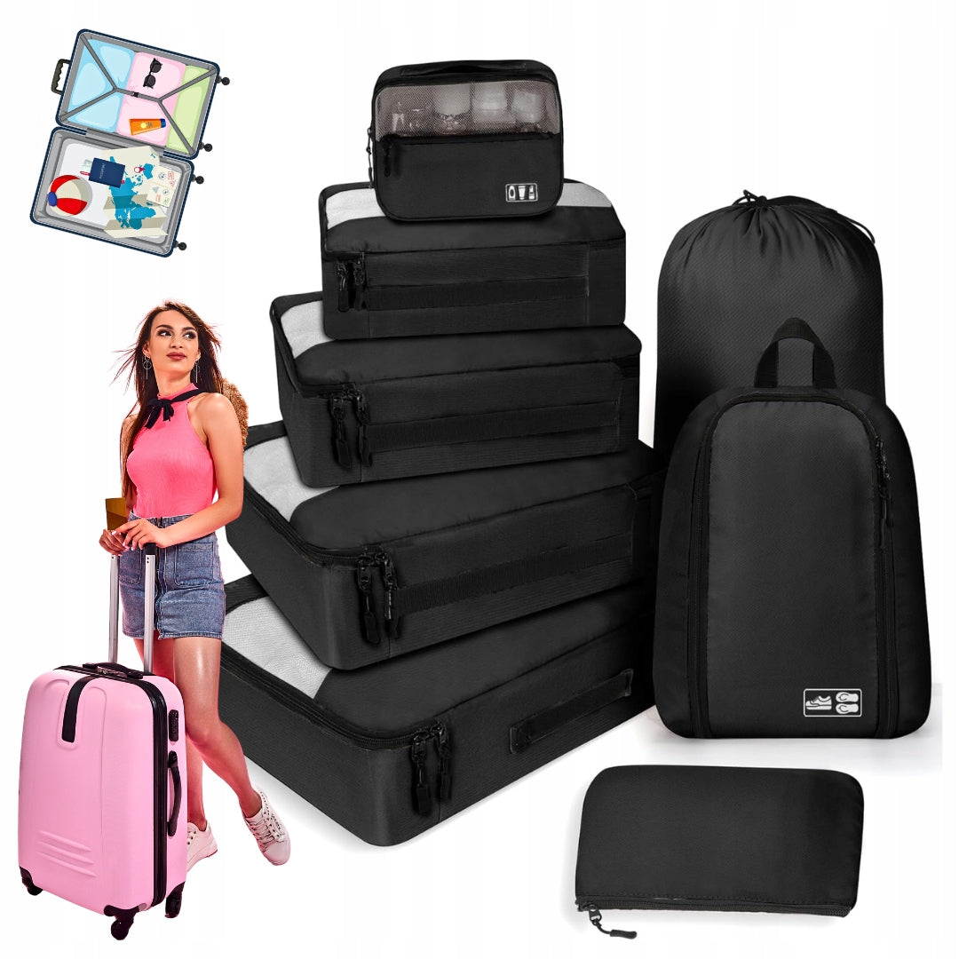 8PCS SUITCASE ORGANIZERS TRAVEL CUBES FOR PACKING BAGS COSMETIC BAG