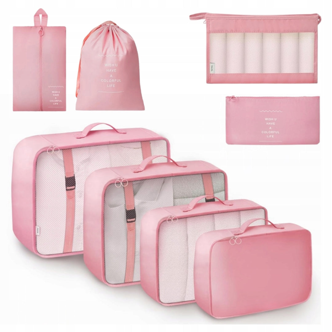 8PCS TRAVEL CUBES FOR SUITCASE TRAVEL CLOTHES PACKING ORGANIZERS