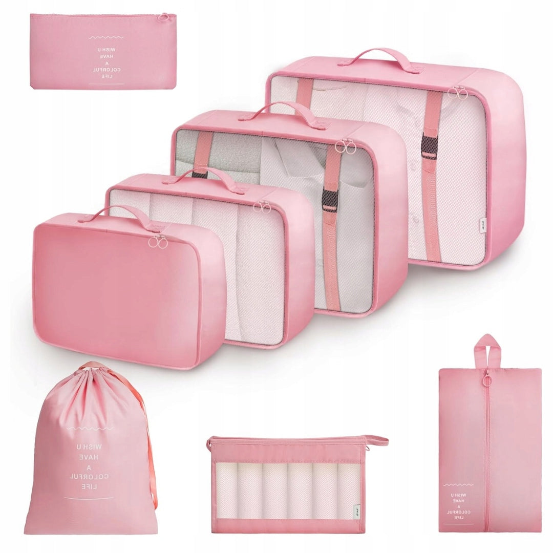 8PCS TRAVEL CUBES FOR SUITCASE TRAVEL CLOTHES PACKING ORGANIZERS