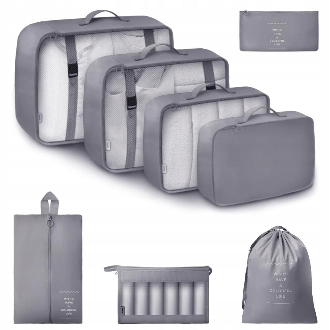 8PCS TRAVEL CUBES FOR SUITCASE TRAVEL CLOTHES PACKING ORGANIZERS