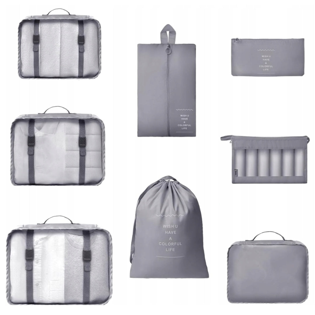 8PCS TRAVEL CUBES FOR SUITCASE TRAVEL CLOTHES PACKING ORGANIZERS