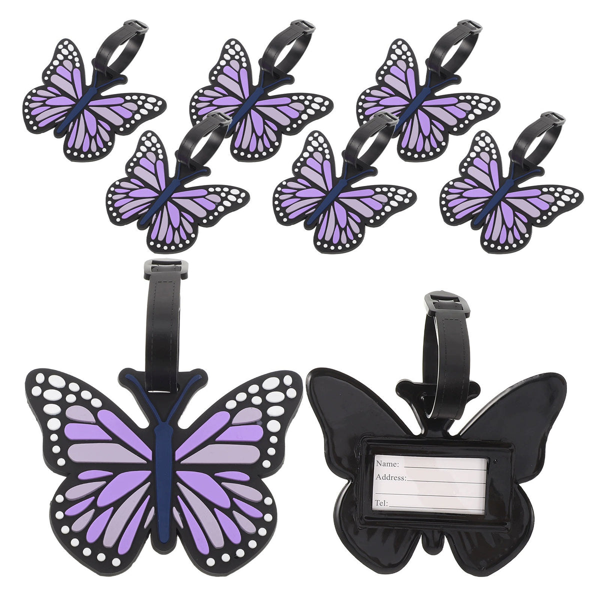 8Pcs Colorful Silicone Butterfly Luggage Tags for Easy Travel Id Color multicolor