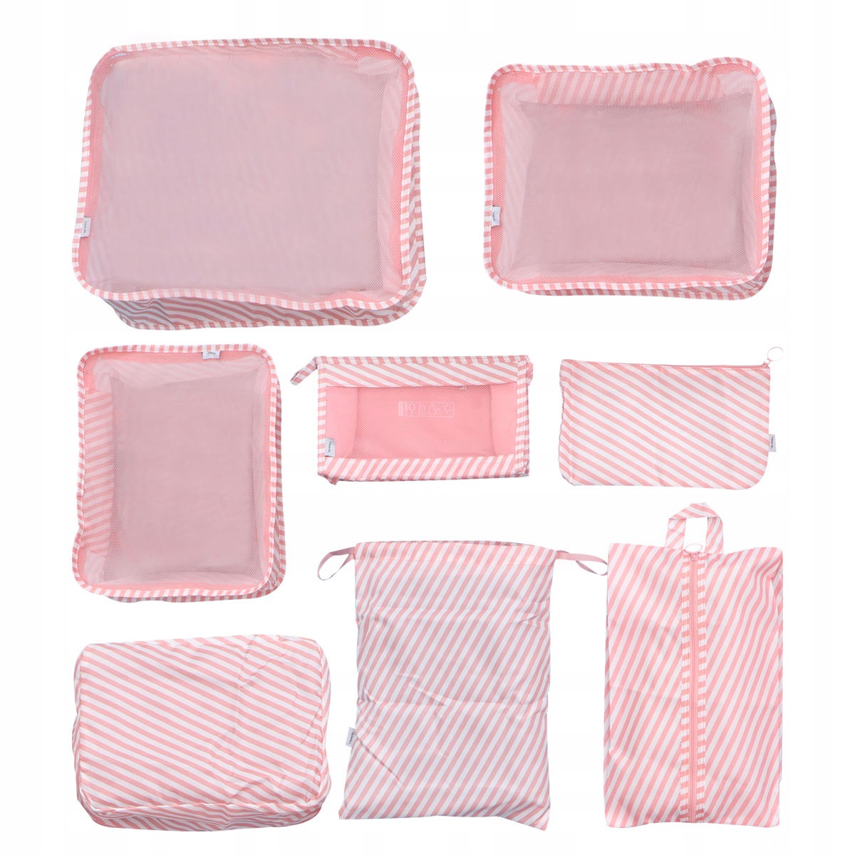 8Pcs Pink Travel Luggage Storage Bags Set Waterproof Organizer Pouches Color pink
