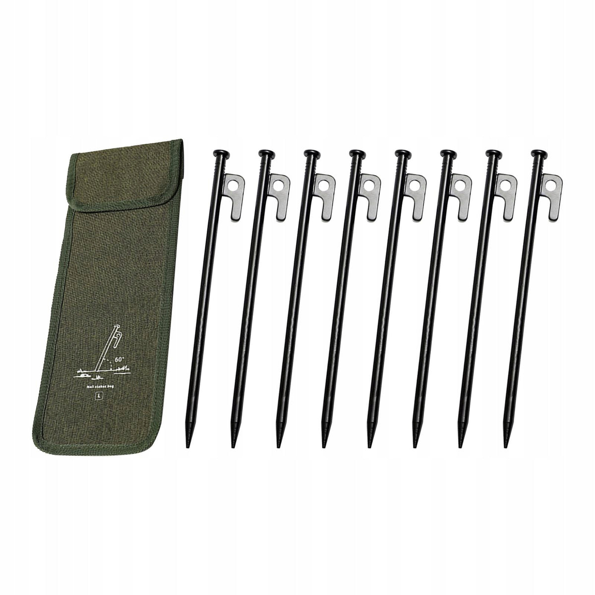 8Pcs Tent Stakes with Storage Pouch Unbreakable Camping Stakes Length 25cm Packaging status original