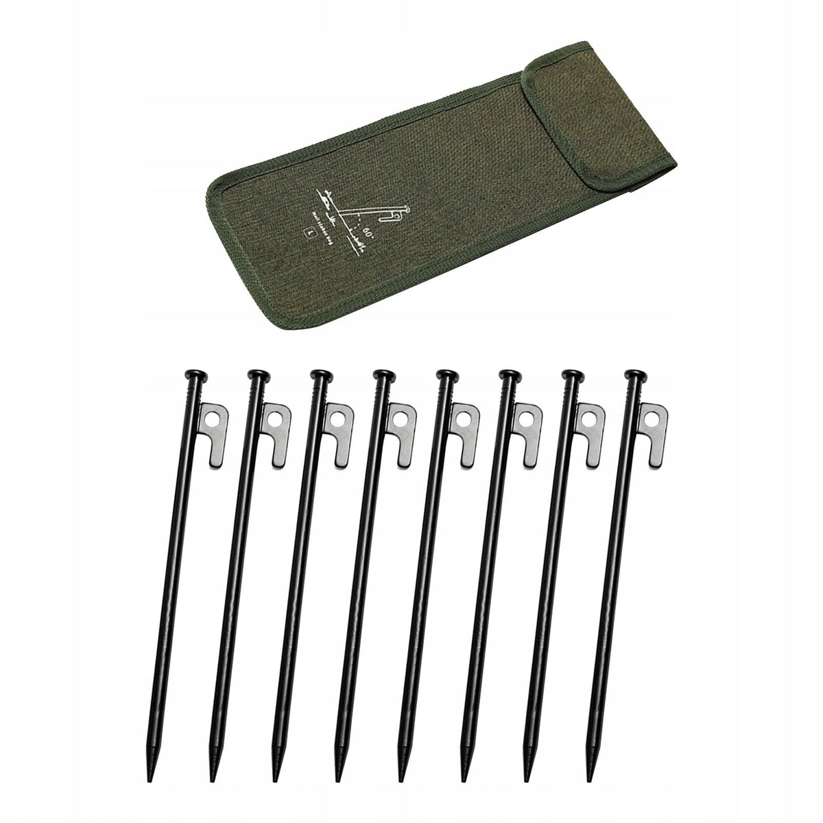 8Pcs Tent Stakes with Storage Pouch Unbreakable Camping Stakes Length 25cm