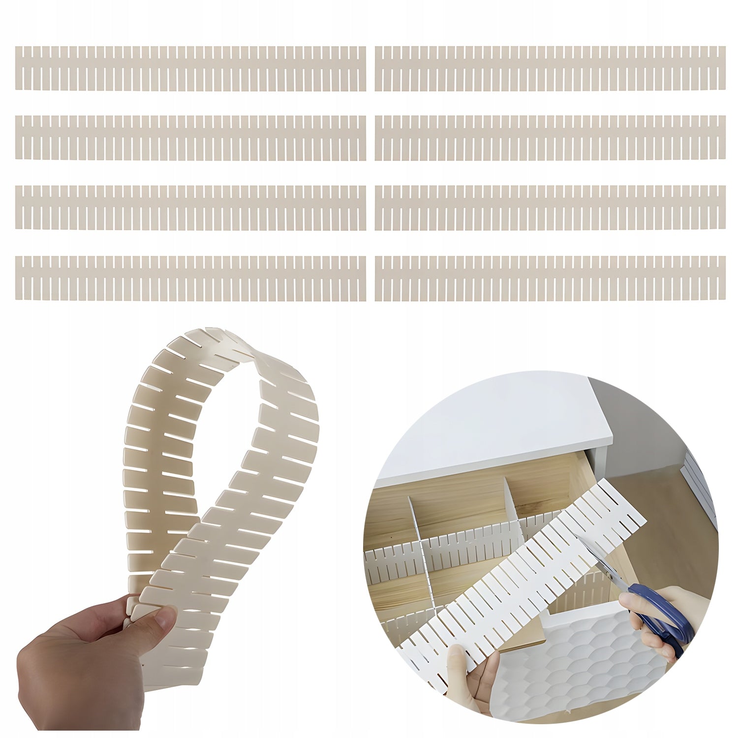 8X FLEXIBLE DRAWER SEPARATOR FOR KITCHEN UTENSILS TOOLS ORGANIZER