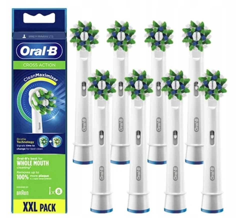 8X ORAL-B Braun EB50 CROSS ACTION TIPS FOR ELECTRIC TOOTHBRUSH
