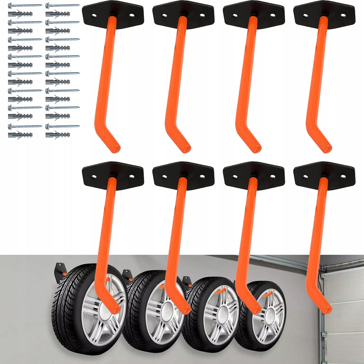 8X STURDY STRONG HOLDER HANGER RACK WALL HOOK FOR CAR TIRES