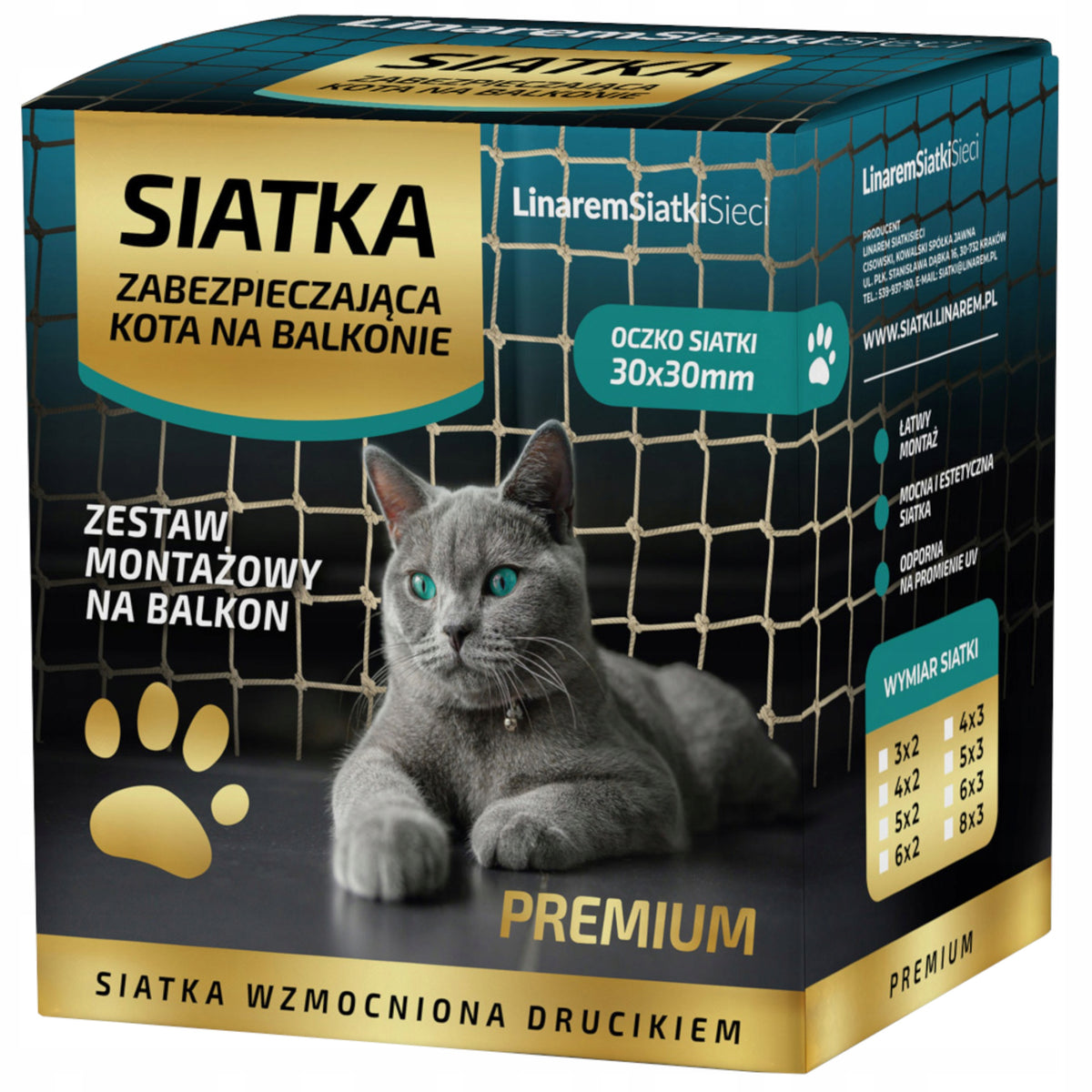 8X3 BALCONY NET FOR CAT LINAREM SIATKISIECI PREMIUM WIRE 110G Brand Linarem SiatkiSieci