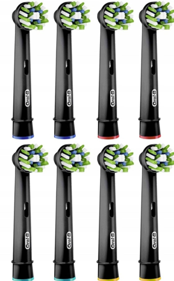 8XORAL-B Braun CROSS ACTION EB50 BLACK TIP FOR ELECTRIC TOOTHBRUSH Packaging status original