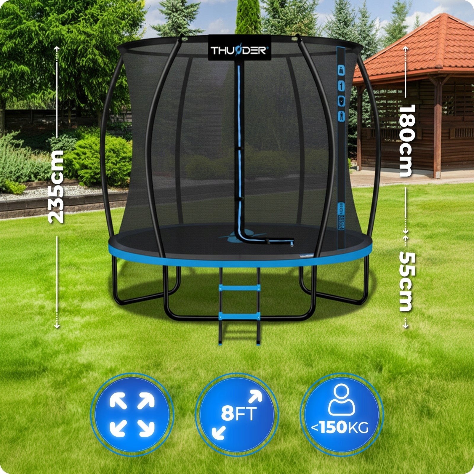 8ft 244CM Garden Trampoline Durable Jumping Batut with Mesh Thunder Packaging status original