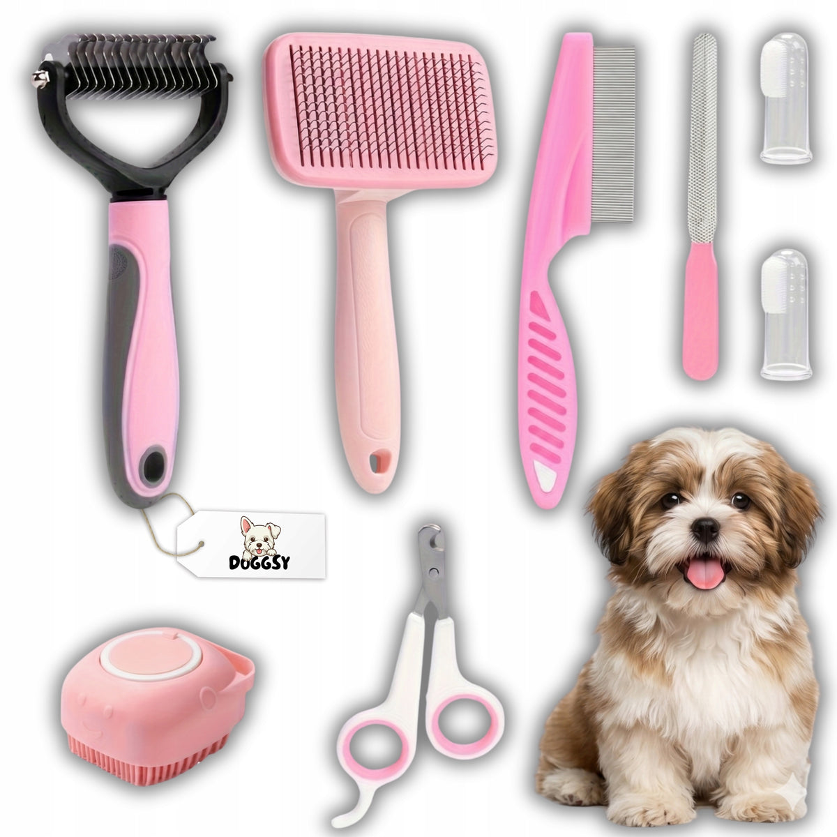 8in1 DOG GROOMING KIT CAT SCISSORS TOOTHBRUSH COMB