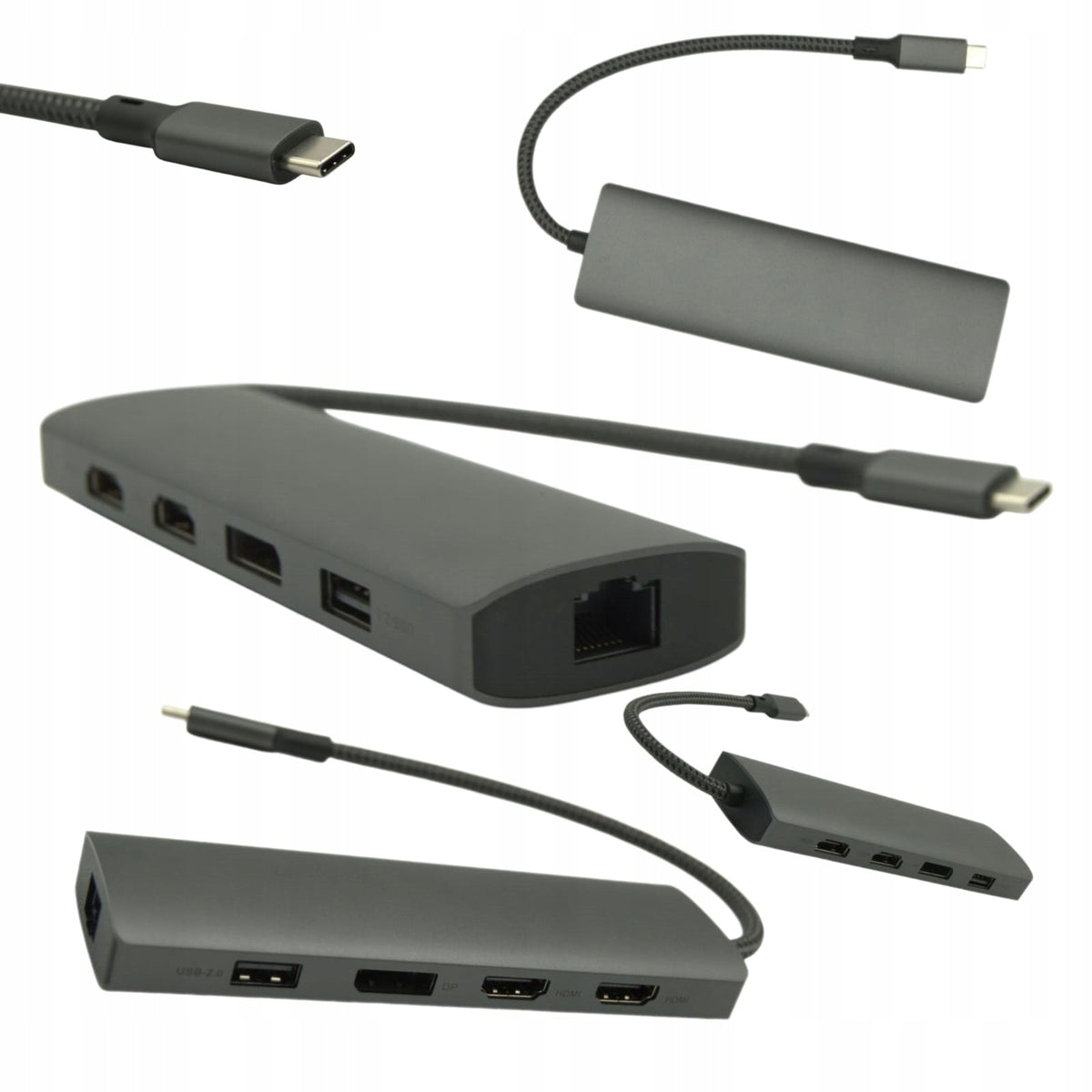 8in1 USB-C Adapter for Notebook 2xHDMI 4K LAN PD 100W RJ46 Dual Monitor