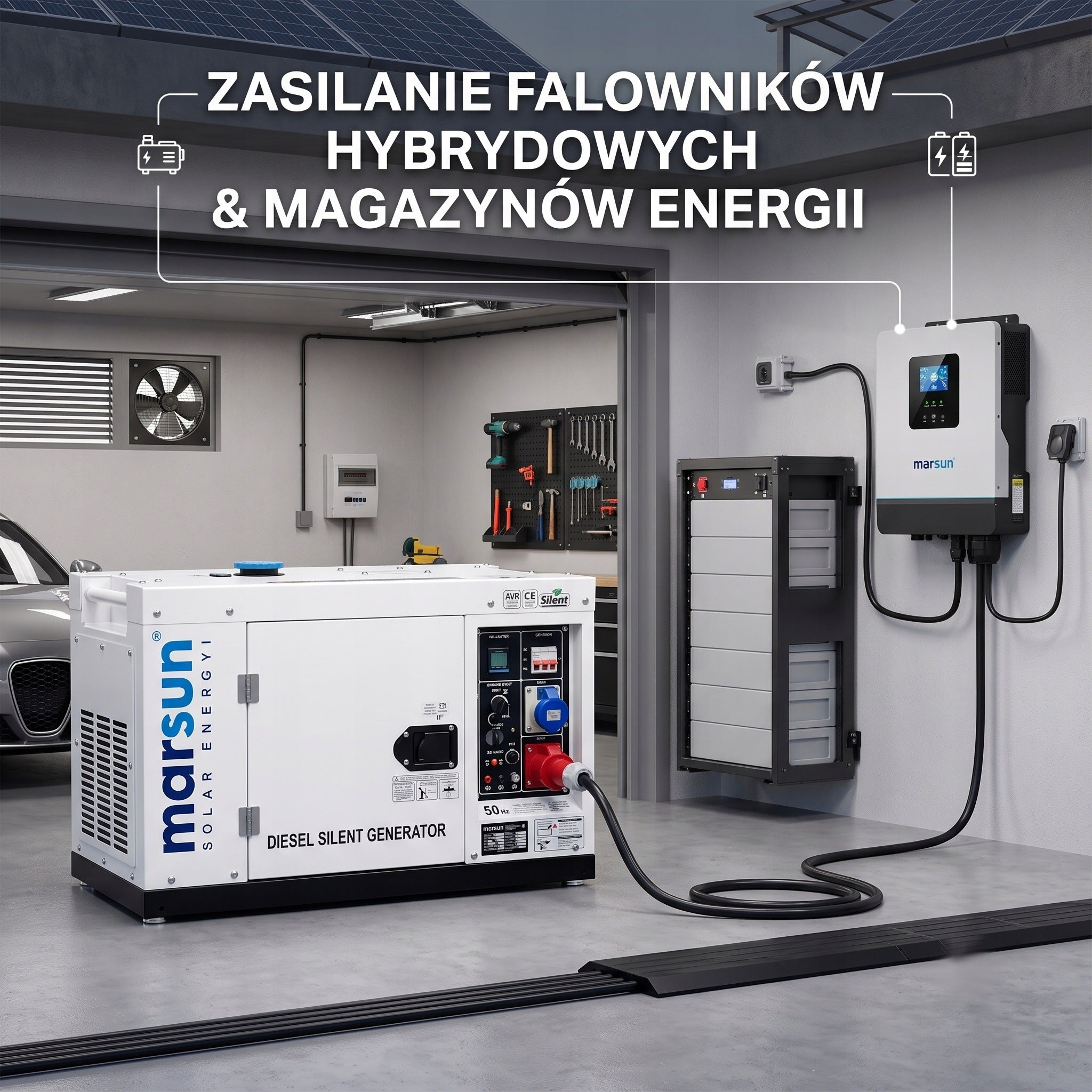 8kW DIESEL AVR GENERATOR SET COMPATIBLE WITH DEYE ATS READY 3-PHASE Brand marsun SOLAR ENERGY