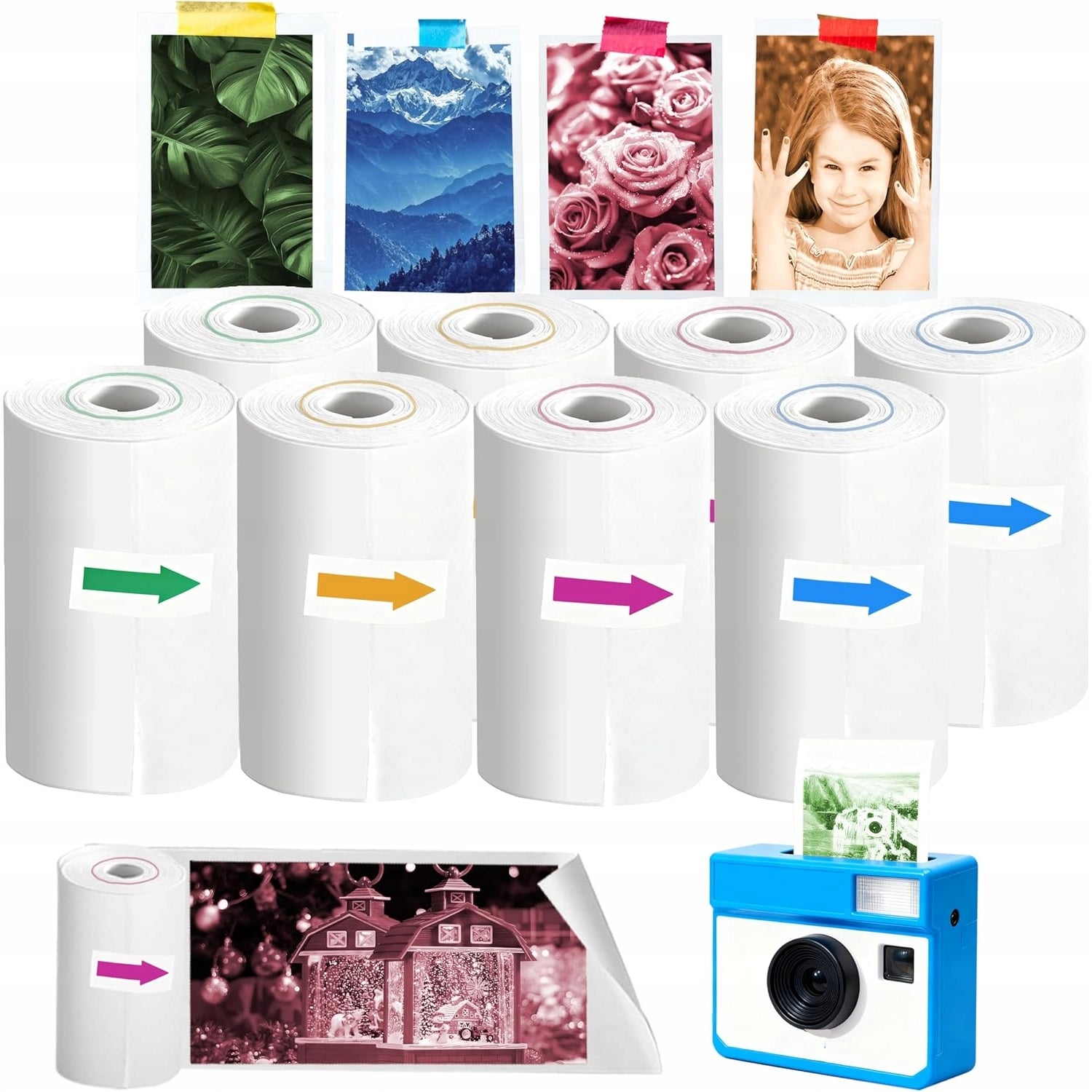 8x Adhesive Thermal Paper for Mini Printer Roll Cartridges