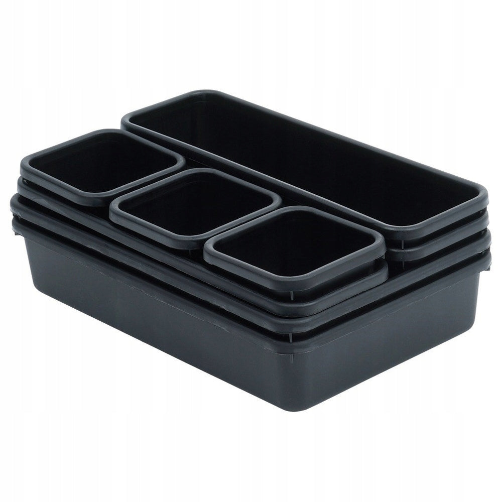 8x DRAWER Containers Organizer for Office Supplies Cosmetics Jewelry Color black