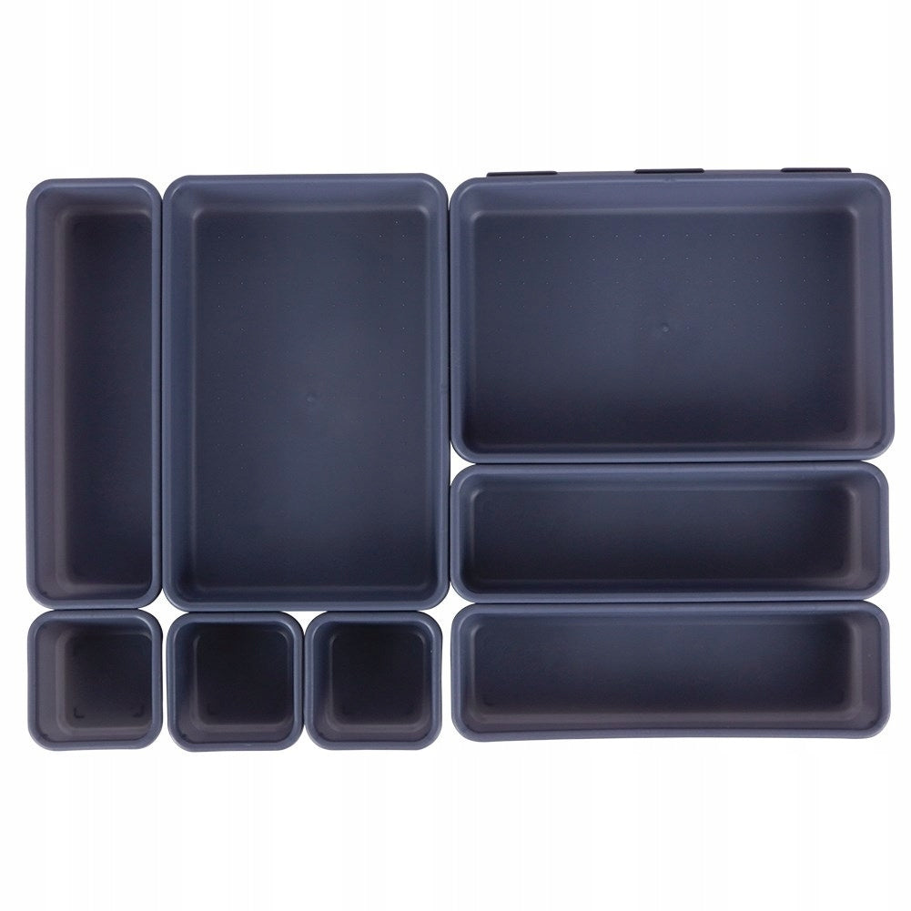 8x DRAWER ORGANIZER modular storage container graphite VILDE Brand Vilde
