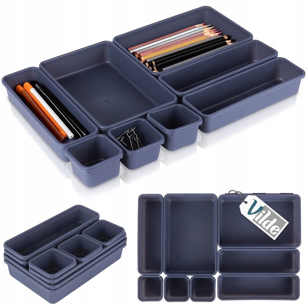 8x DRAWER ORGANIZER modular storage container graphite VILDE