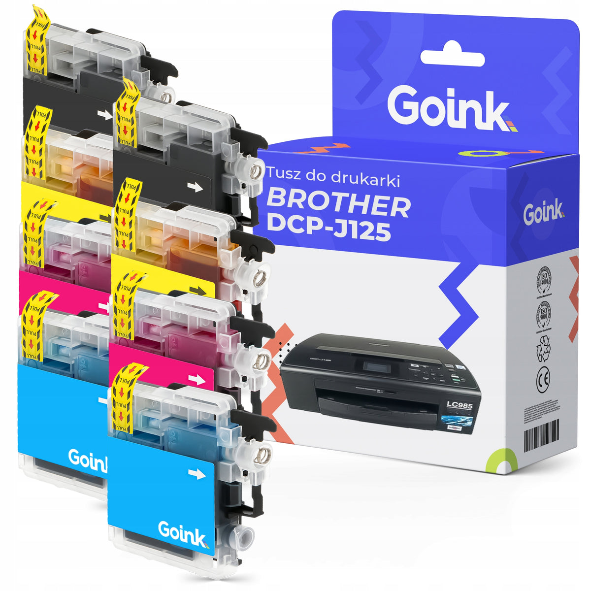 8x Ink for Brother DCP-J125 CMYK LC985