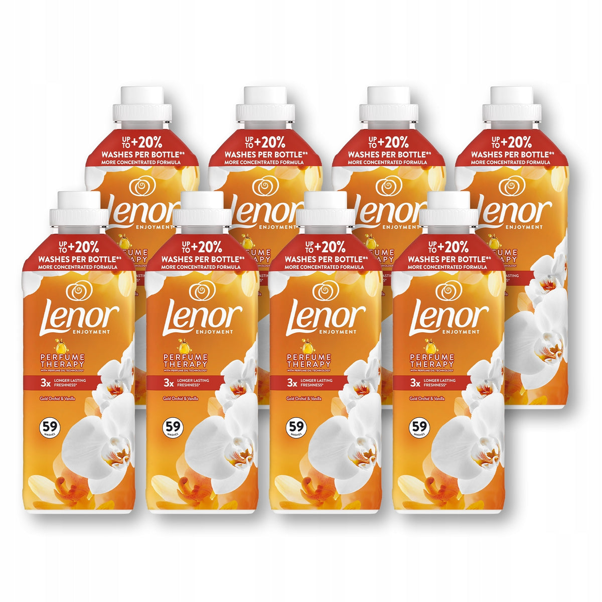 8x Lenor Fabric Rinsing Liquid Universal 472 Washes Orchid & Vanilla